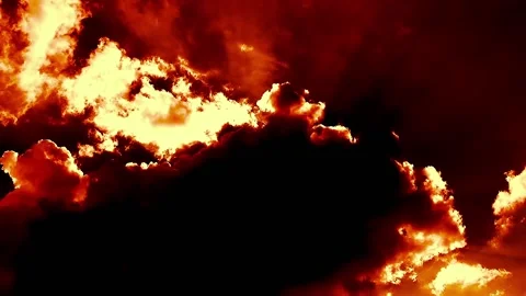 Burning hell clouds time lapse epic cinematic look Stock Footage 151455110