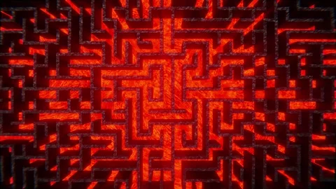 Burning hell maze or labyrinth rendered in UHD Stock Footage 270059631