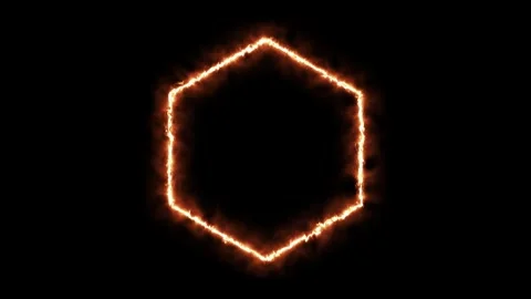 Burning hexagon shape outline animation Stock Footage 328385579