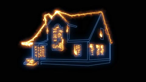 Burning home 库存影片 159849210