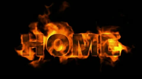 Burning home text. Stock Footage 10834340