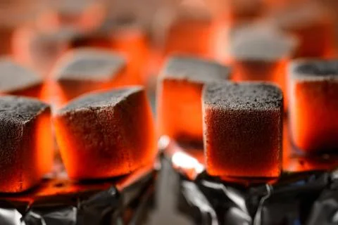 Burning hookah coals Stock Photos