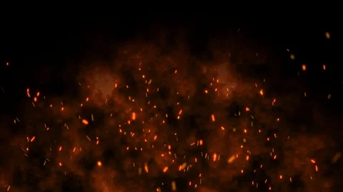 Burning hot bonfire fire sparks on a dark background. Fire sparks animation Stock Footage 123728028