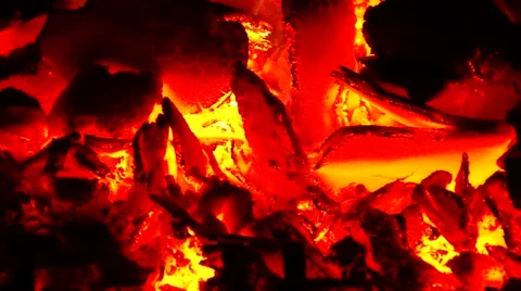 Burning hot charcoal Stock Footage 60869847
