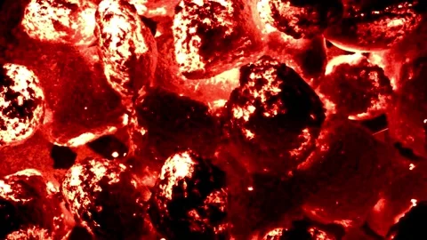 Burning hot coal in close up coals energy fossil 4k HD Stock-Footage 334651659
