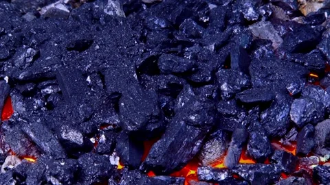 Burning hot coal in close up coals energy fossil 4k HD 스톡 동영상 334654845
