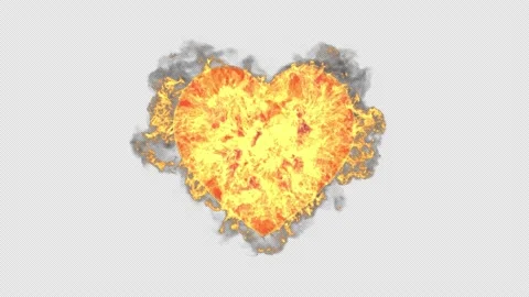 Burning hot heart beating in fire - with alpha channel. Stock Footage 229369644