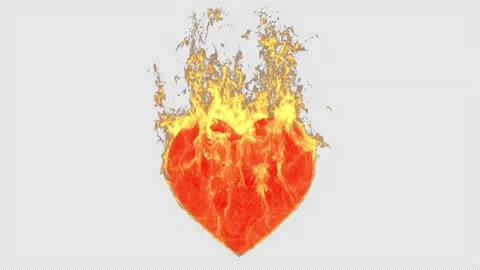 Burning hot heart beating in fire - with alpha channel. Stock Footage 229370023