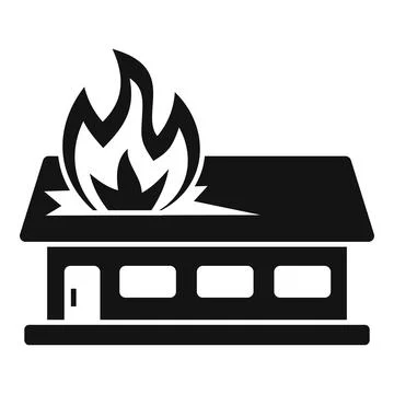 Burning house with fire coming through roof icon Ilustración de archivo