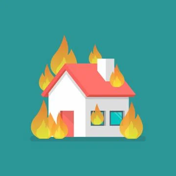 Burning house in flat style イラスト素材