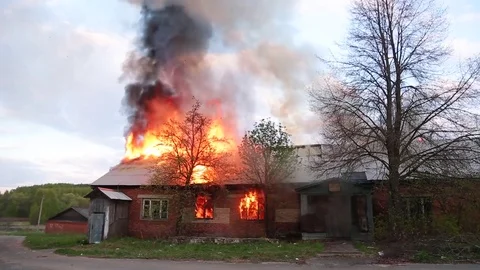 Burning house Stock Footage 75721490