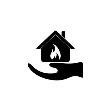 Burning house in hand icon. Elements of insurance icon. Premium quality graphic Stockillustratie
