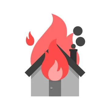 Burning house icon. Illustrazione stock