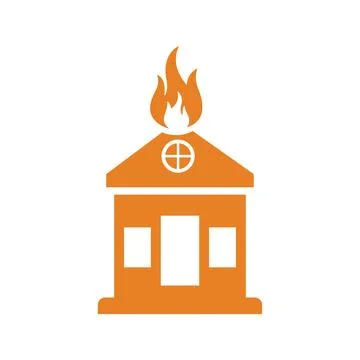 Burning house Icon / orange vector Stock Illustration