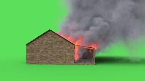 Burning house. Lots of flames and smoke. Green screen isolate 库存影片 336516587