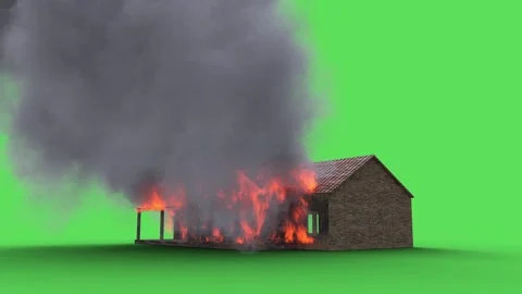 Burning house. Lots of flames and smoke. Green screen isolate 스톡 동영상 336516588
