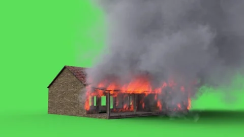 Burning house. Lots of flames and smoke. Green screen isolate 스톡 동영상 336516589