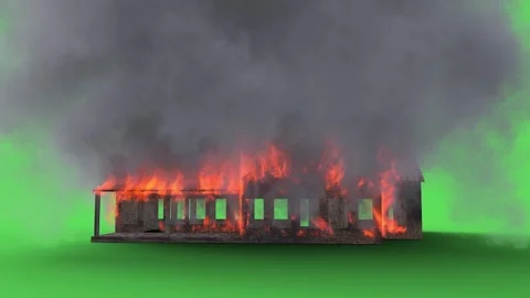 Burning house. Lots of flames and smoke. Green screen isolate 스톡 동영상 336516591