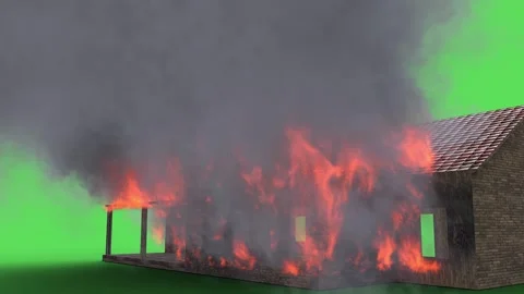 Burning house. Lots of flames and smoke. Green screen isolate 스톡 동영상 336516592