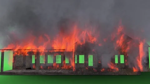 Burning house. Lots of flames and smoke. Green screen isolate 스톡 동영상 336516604