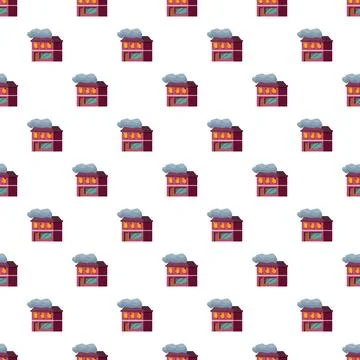 Burning house pattern showing smoke rising from roof Illustration