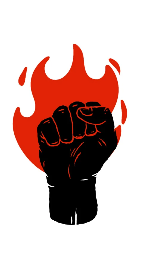 Burning human palm with fire flames in cartoon doodle style. Stock Footage 275036724