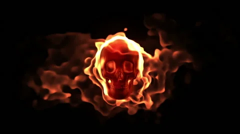 Burning human skull Stock Footage 66271574