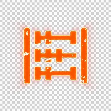 Burning icon abacus on transparent background. Looks like burnt paper 스톡 일러스트