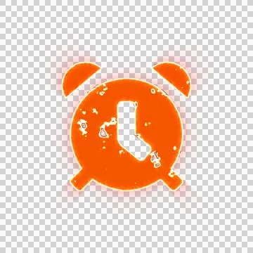 Burning icon alarm clock on transparent background. Looks like burnt paper Stock Illustration