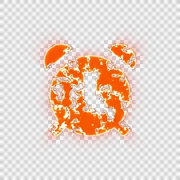 Burning icon alarm clock on transparent background. Looks like burnt paper Stock Illustration