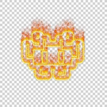 Burning icon alien monster on transparent background. Flames and small fire Stock Illustration