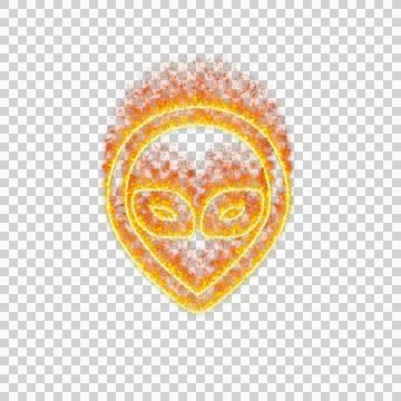 Burning icon alien on transparent background. Flames and small fire Stock Illustration