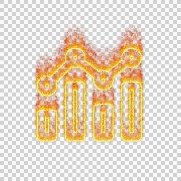 Burning icon analytics on transparent background. Flames and small fire Stock Illustration