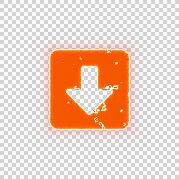 Burning icon arrow square down on transparent background. Looks like burnt paper Stock Illustration