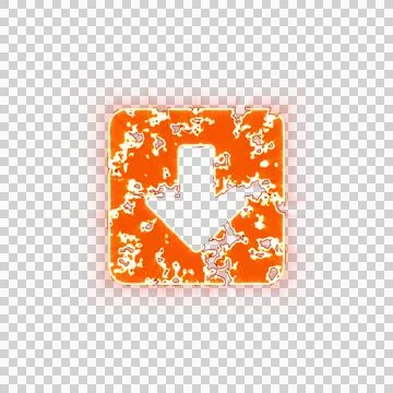 Burning icon arrow square down on transparent background. Looks like burnt paper Stock Illustration