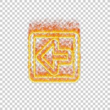 Burning icon arrow square left on transparent background. Flames and small fire Stock Illustration