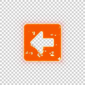Burning icon arrow square left on transparent background. Looks like burnt paper Stock Illustration