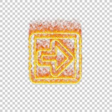 Burning icon arrow square right on transparent background. Flames and small fire 스톡 일러스트