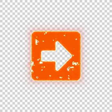 Burning icon arrow square right on transparent background. Looks like burnt Stock Illustration