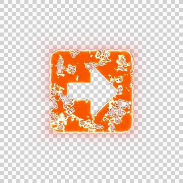 Burning icon arrow square right on transparent background. Looks like burnt Stock Illustration