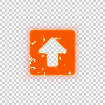 Burning icon arrow square up on transparent background. Looks like burnt paper Stock Illustration