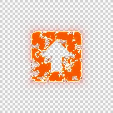 Burning icon arrow square up on transparent background. Looks like burnt paper Stock Illustration