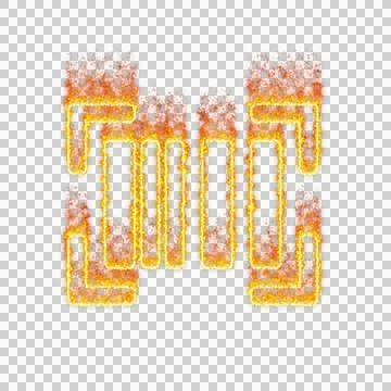 Burning icon barcode read on transparent background. Flames and small fire Stockillustratie