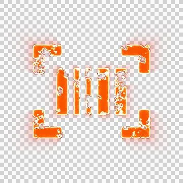 Burning icon barcode read on transparent background. Looks like burnt paper Illustrazione stock
