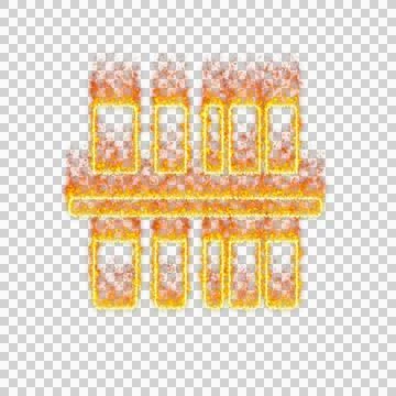 Burning icon barcode scan on transparent background. Flames and small fire Stockillustratie