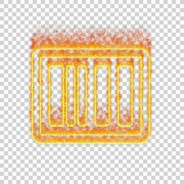 Burning icon barcode on transparent background. Flames and small fire 库存插图