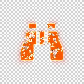 Burning icon binoculars on transparent background. Looks like burnt paper 스톡 일러스트
