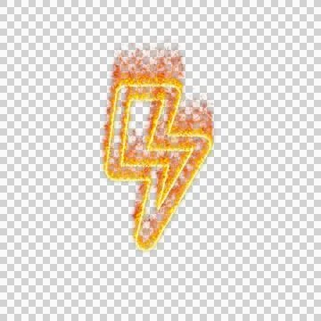 Burning icon bolt on transparent background. Flames and small fire Illustrazione stock