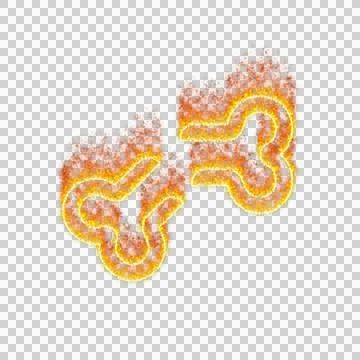 Burning icon bone break on transparent background. Flames and small fire 스톡 일러스트