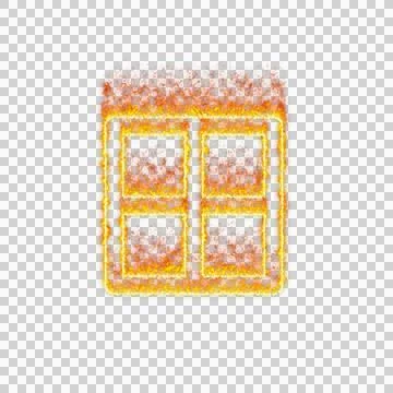 Burning icon border on transparent background. Flames and small fire Stock Illustration